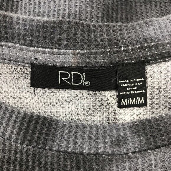 RDI Women Waffle Knit Crew Neck Pullover Top Size Medium Gray Camo/Tie Dye NWT - Picture 4 of 5